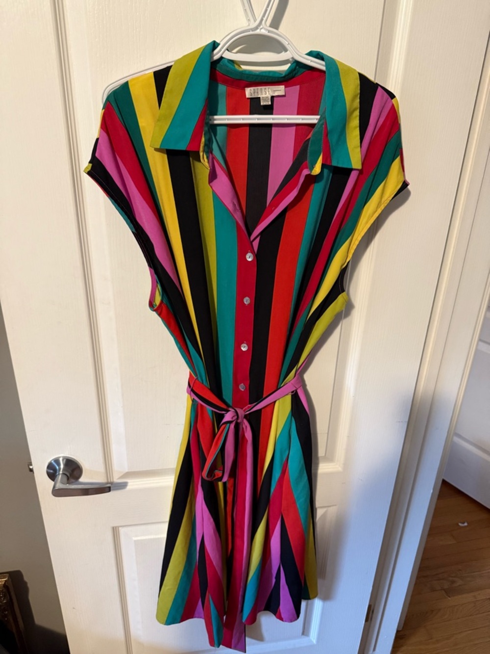 Vintage Spense Multicolor Vertical Stripe Midi Dress
